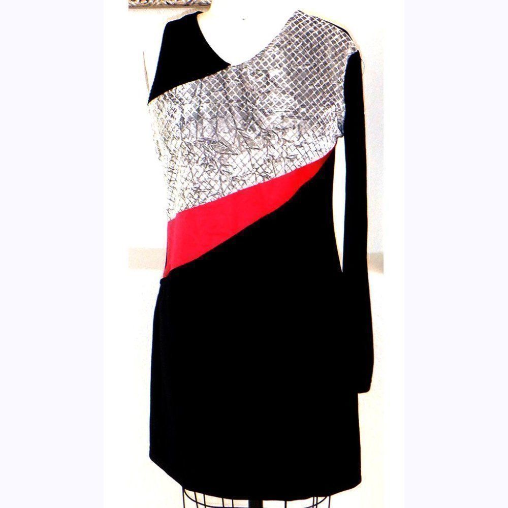 Sexy velvety geometric slit dress